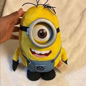 Yellow Minion Plush Toy with Blue Overalls